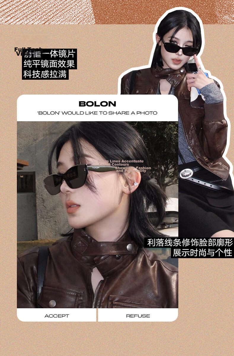 BOLON Eyeglasses, Yu Yan CP Same Style Cat-Eye Sunglasses, BX8006A80 2