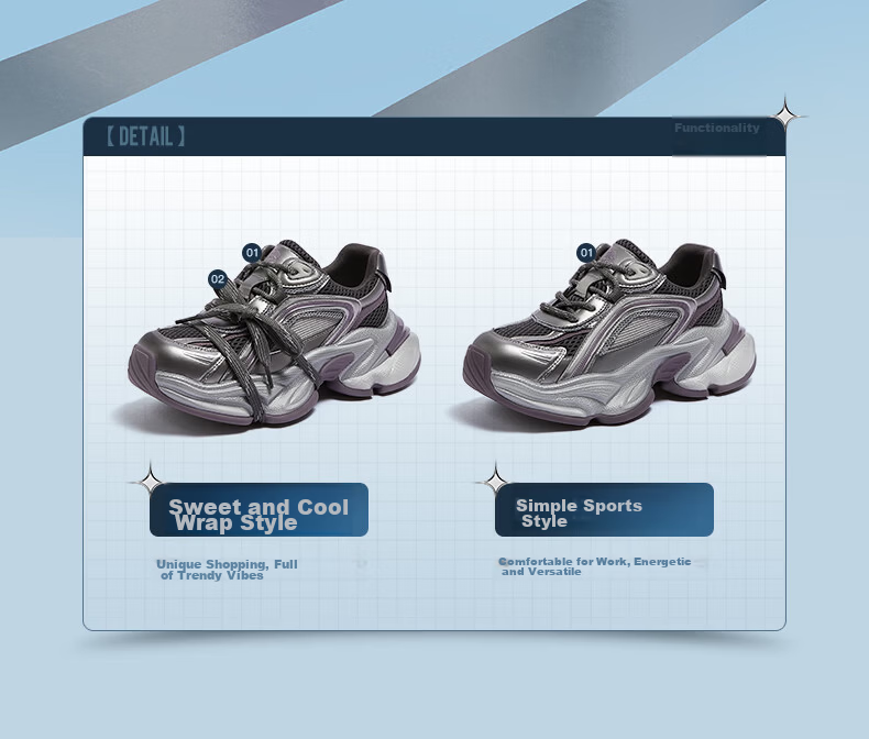 CAMEL Silver Star Dad Sneakers Women Mesh Patchwork Height Increasing Casual Shoes L26S283083W Silver (Breathable Mesh) Size 38 20