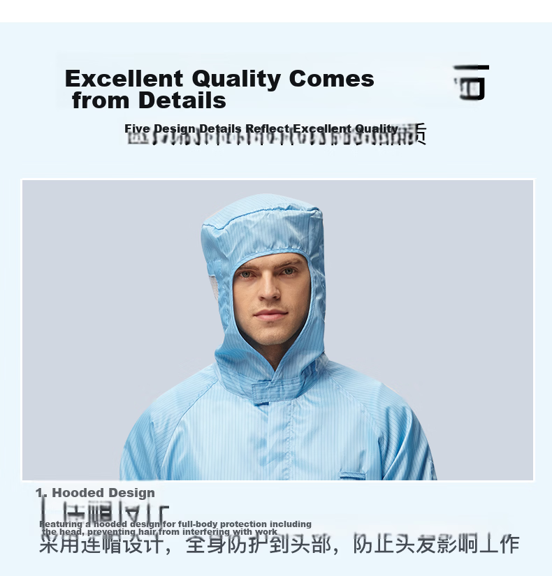 HANYANGCLEAN Anti-Static Coverall Cleanroom Suit Dustproof Paint Protective Workshop Workwear White 3XL 8