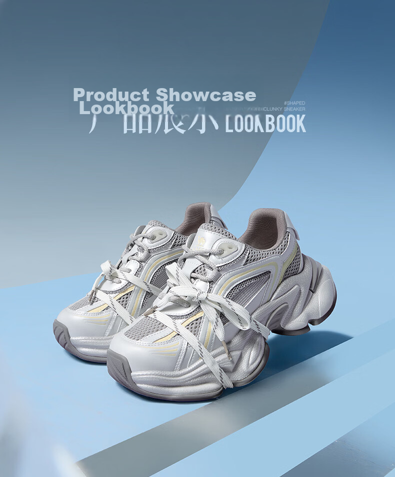 CAMEL Silver Star Dad Sneakers Women Mesh Patchwork Height Increasing Casual Shoes L26S283083W Silver (Breathable Mesh) Size 38 23