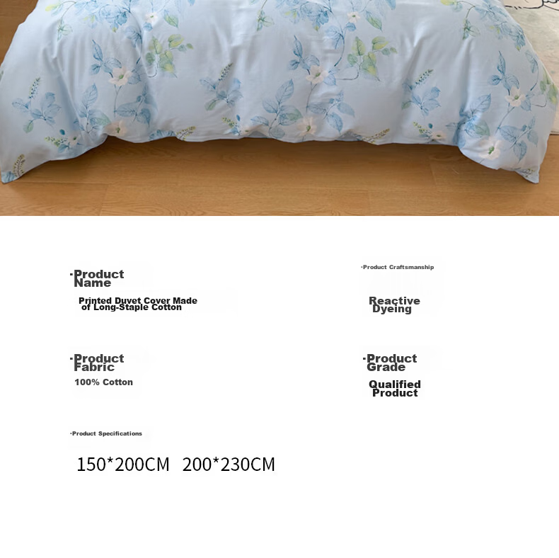 Hodo 100% Cotton Quilt Cover Single Piece 1.5x2m Thickened Pure Cotton Quilt Case for Single Bed Light Color 18