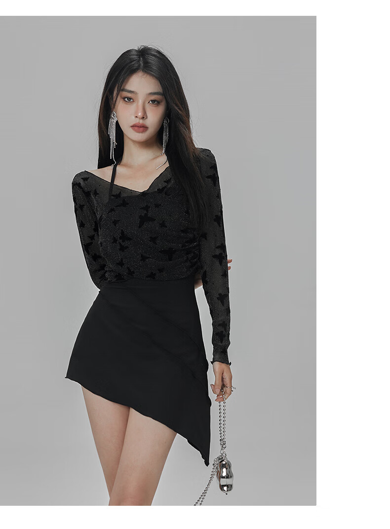 OMOM Women's Swimsuit Summer One-Piece Dress Style Sexy Slimming Tummy-Covering Hot Spring Conservative Plus Size Swimwear Black M (Recommended for 88-98 Jin) 5