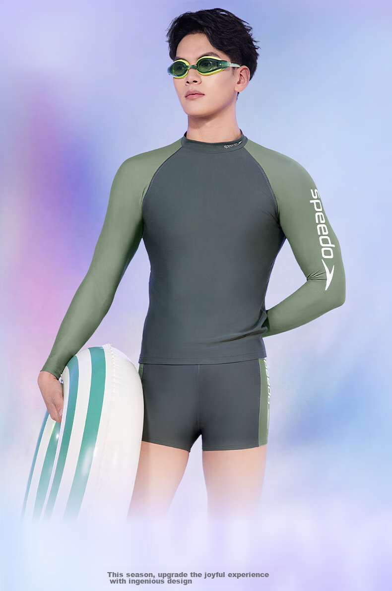 Speedo Free Series UV Protection Long Sleeve Swim Shirt Men Beach Outdoor High Elastic Slim Fit 2026 New Model 2