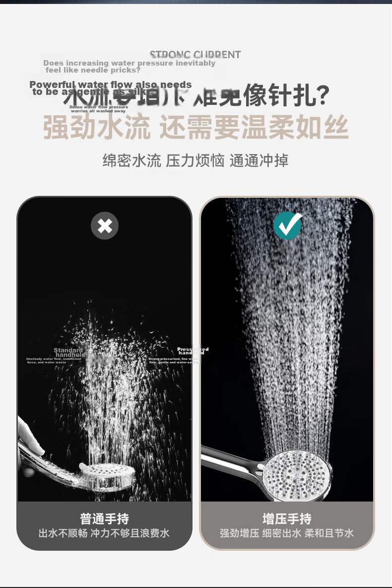 Haier Household Three-Mode Water Output, No Installation Required, Universal Powerful Spray Gun, Large Panel Shower Handheld Handheld Shower Head P307 Gun Gray 13