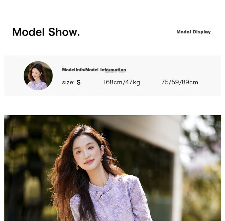 Fansiman New Chinese Style Heavy Embroidery Dress Women Spring Autumn Long Sleeve Improved Qipao Purple L 8