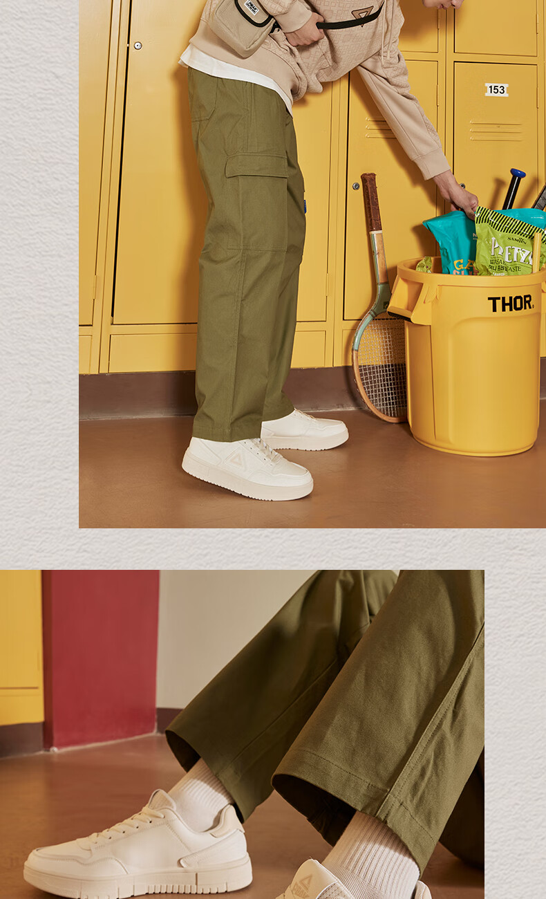 PEAK Men's Sneakers, Summer Low-Top Casual Shoes, Air Force One Style White Shoes, Versatile Sports Shoes for Men DB531127 10