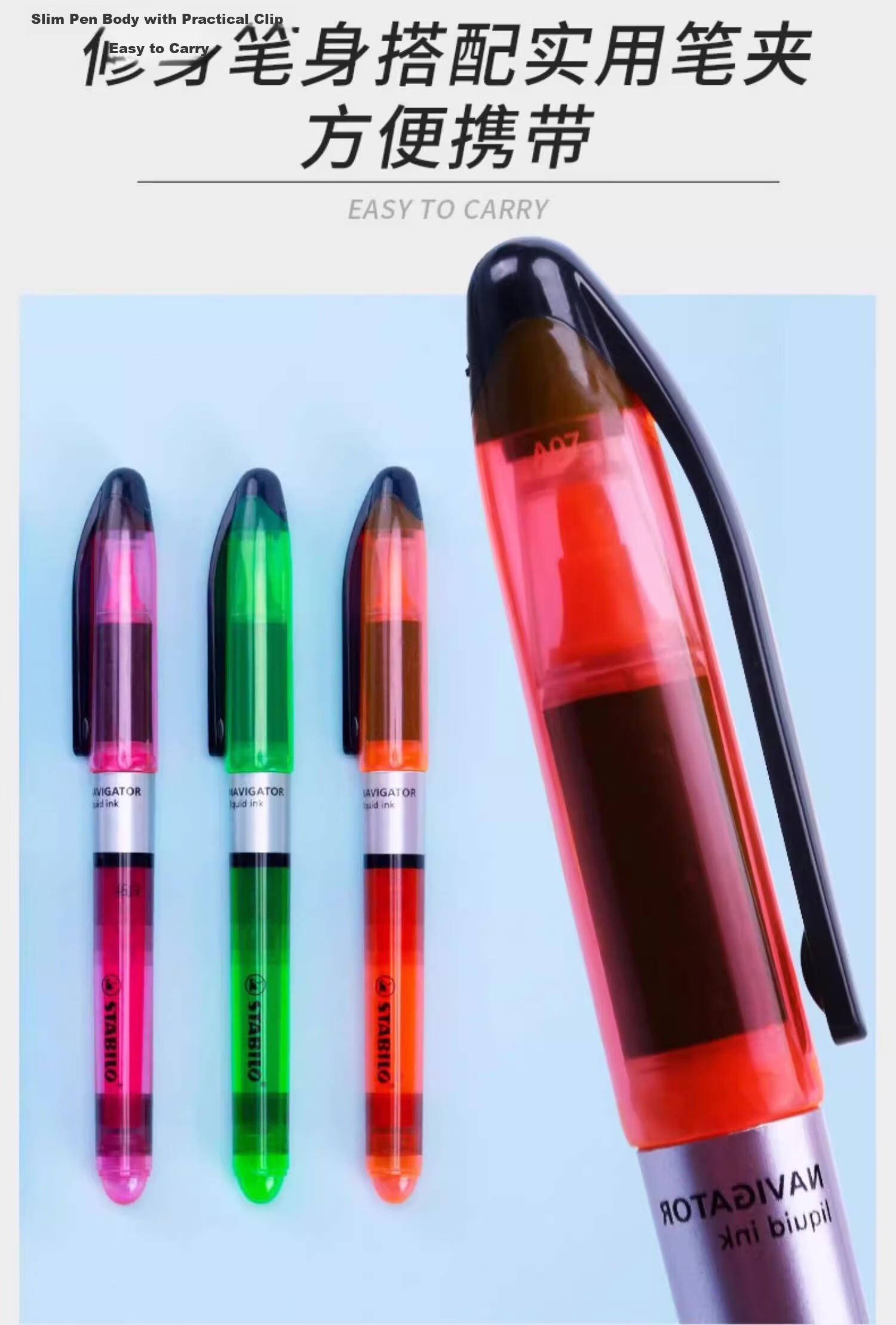 STABILO Highlighter Marker Pen Colorful Red Fluorescent Pen for Primary and High School Students Glitter Silver Pen Set 6