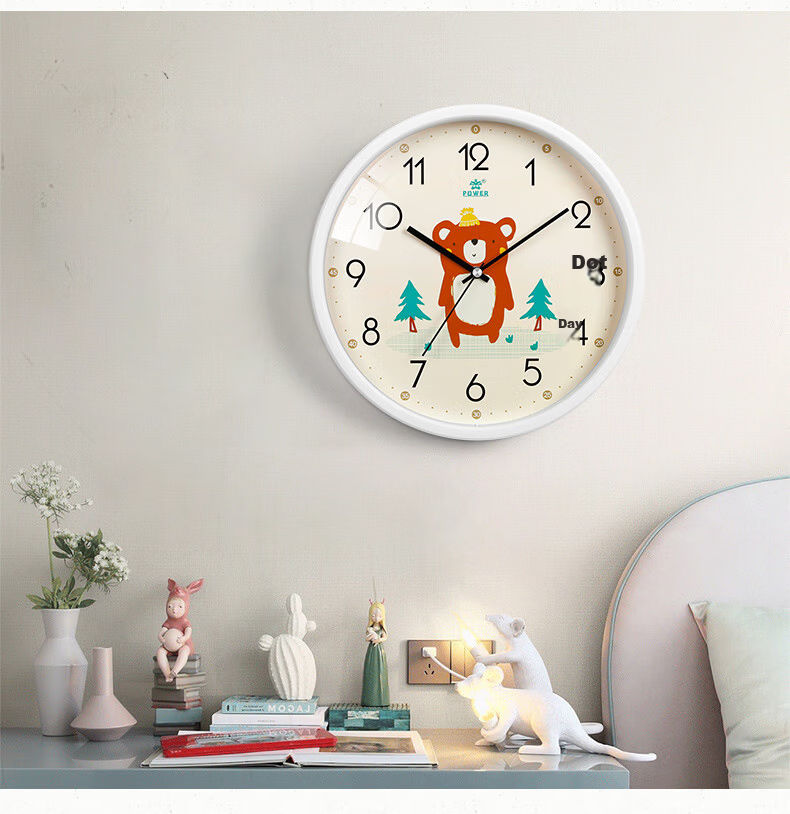 POWER Bawang Cartoon Creative Children's Wall Clock Slanted Student Learning Time Electronic Clock 30cm Dinosaur BW23043W8 14