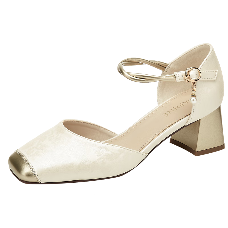 DAPHNE Hollow-Out Ankle Strap Sandals for Women, Chinese Style with Skirt, Elegant Versatile Women's Shoes, Beige, Size 38