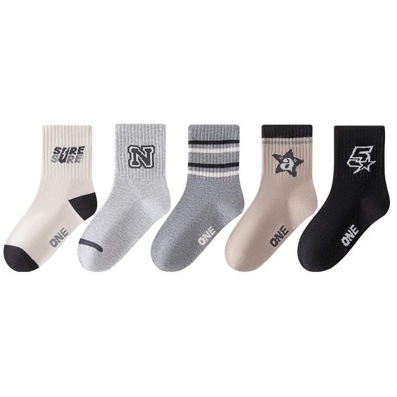 MiiOW Children's Socks for Boys [Odor-Resistant, Breathable, And Anti-Pilling] Mid-Calf Basketball Socks, Casual Cotton Socks for Baby Boys