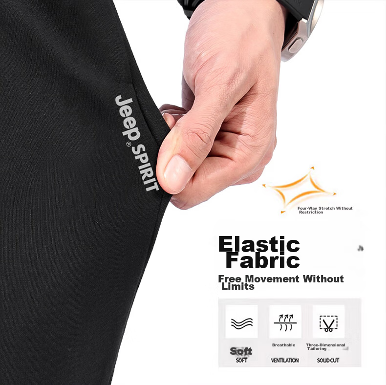 JEEP SPIRIT Men's Sweatpants, Spring And Autumn Versatile Fashionable Pants, Loose Comfortable Straight-Leg Casual Trousers for Men, Black 2XL 7