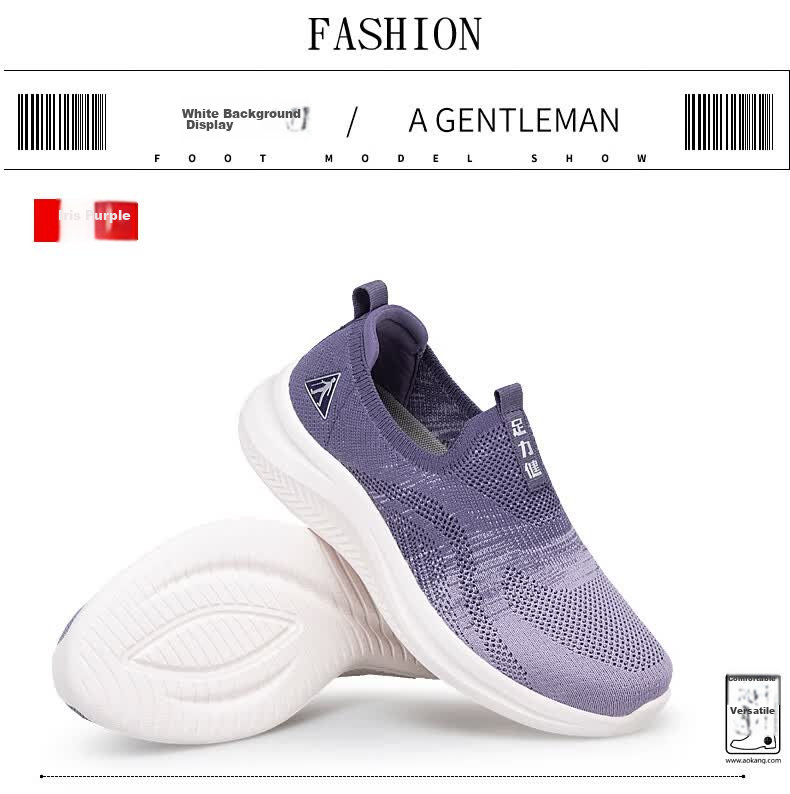 Zulijian Elderly Women's Shoes Autumn Slip-On Walking Shoes Mesh Soft Sole Mom Sneakers Women's Sports Casual Shoes 36