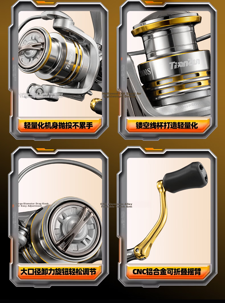 GW 2.1m Yellow Spider 2nd Gen ML Straight Handle Spinning Reel Universal Lure Rod Set with Large Guide Ring Smooth Rod Fishing Rod 15