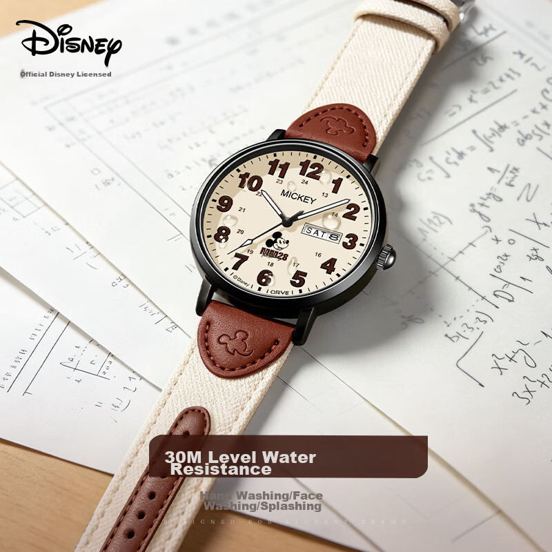 Disney Student Watch for Middle and High School, Dual Calendar, Waterproof, Small Brown 2026 New Model, Girls Exam Watch, Back-to-School Gift 6