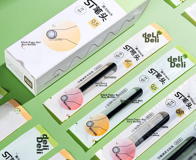 Deli Fun Puppy Diary Refill, Quick-Drying Ink Student Gel Pen Refill, Student Stationery, 0.5mm ST Tip Black Refills, 10 Pieces/bag, SE221 College Entrance Exam 2
