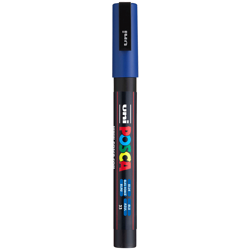 Uni Mitsubishi POSCA Acrylic Marker (Fine Tip), Blue Single PC-3M Pen, Poster Advertising Marker, Drawing Hand-Drawn Graffiti Pen, Painting Watercolor Pen, Graduatio