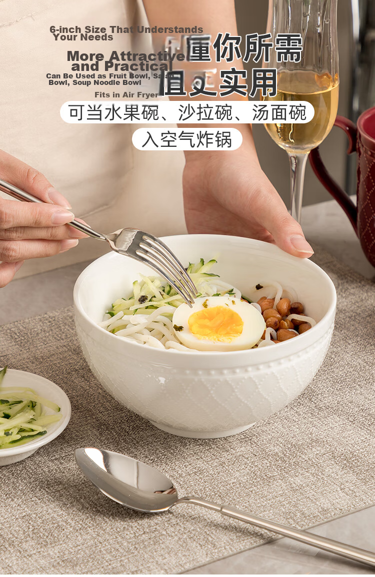 Banwushenghuo Large Ceramic Soup Bowl with Lid, Double-Handled Soup Pot, High-Capacity Soup Bowl for Home Use, Underglaze Colorful Large Serving Bowl 10