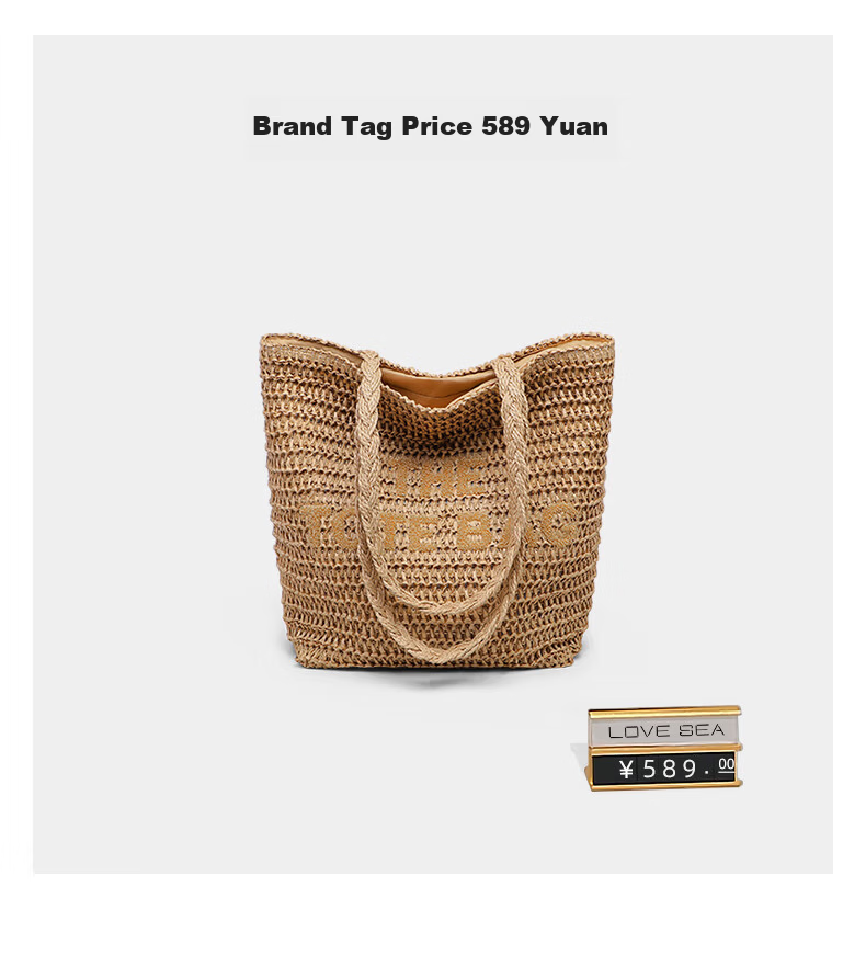 Love Sea Woven Bag Women's Straw Beach Large Capacity Tote Fashion Birthday Gift Premium Feel for Girlfriend Wife 9