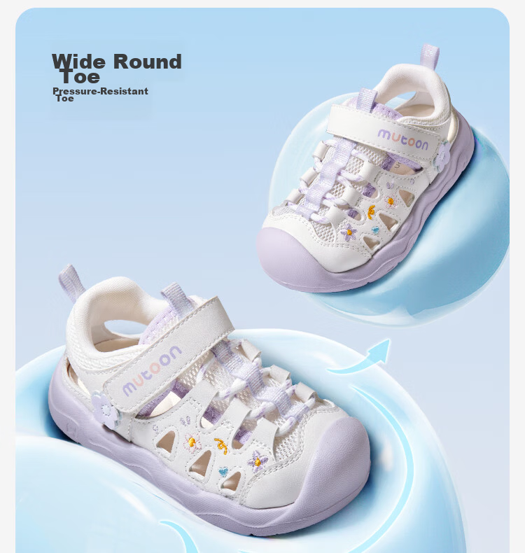 Mutong Girls' Sandals Sweet Princess Shoes 26 Summer Hollow Breathable Baby Sandals Sports Toddler Shoes Fairy Purple 30 14