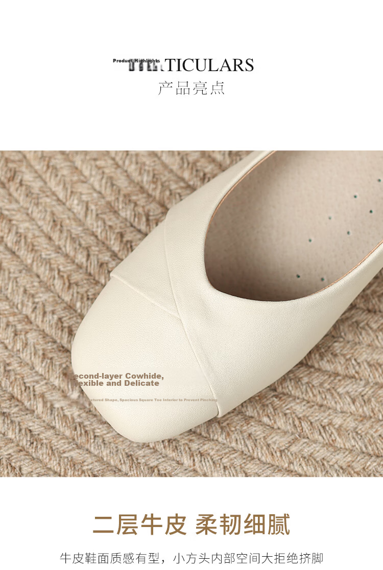 ZHR Women's Genuine Leather Vintage Casual Flats Soft Sole Low-Cut Shoes AH582 Beige Size 39 6