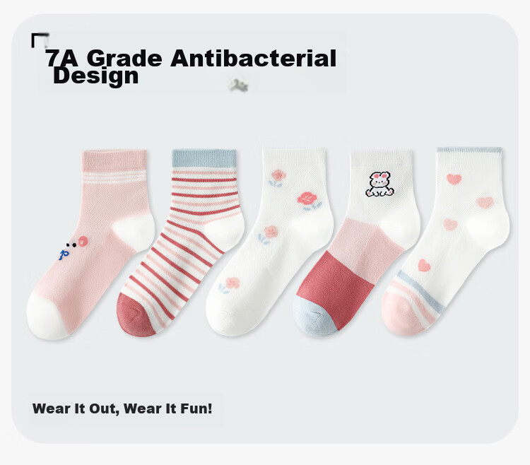 Langsha Summer Thin Girls' Socks Children's 2026 New Breathable Mesh Cotton Socks for Baby and Older Girls 3
