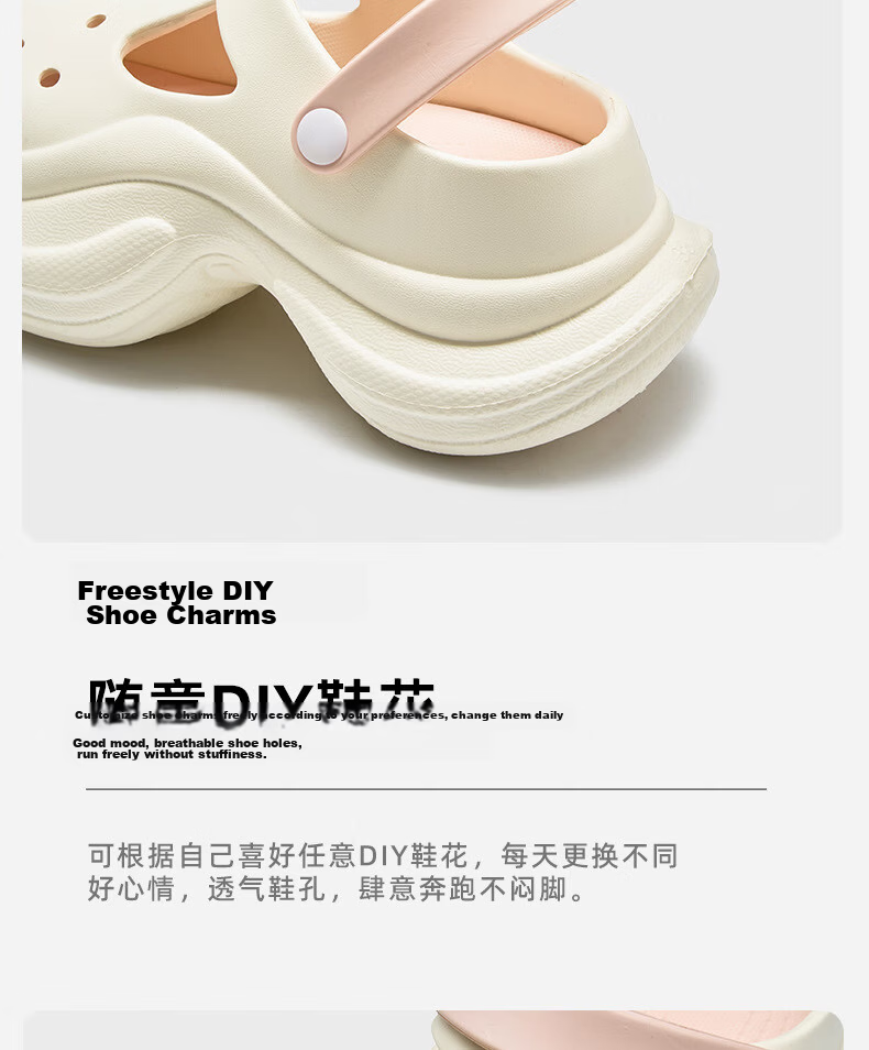 Guoluofi Height Increasing Thick Sole Slim Waist Hole Shoes for Women Outdoor Non-slip Beach Fashion EVA Open Toe Sandals Sky Blue 38 6