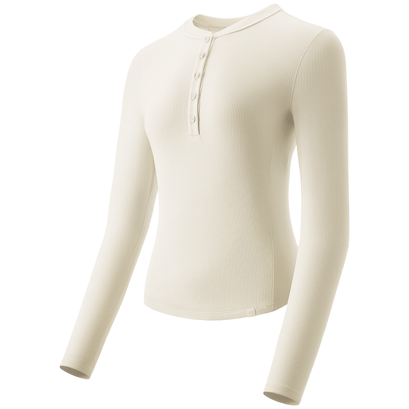 Beneunder Base Layer Undershirt, Henry Collar V-Neck Long-Sleeve T-Shirt, Autumn And Winter Slim-Fit Top, Warm Inner Wear for Women SF027