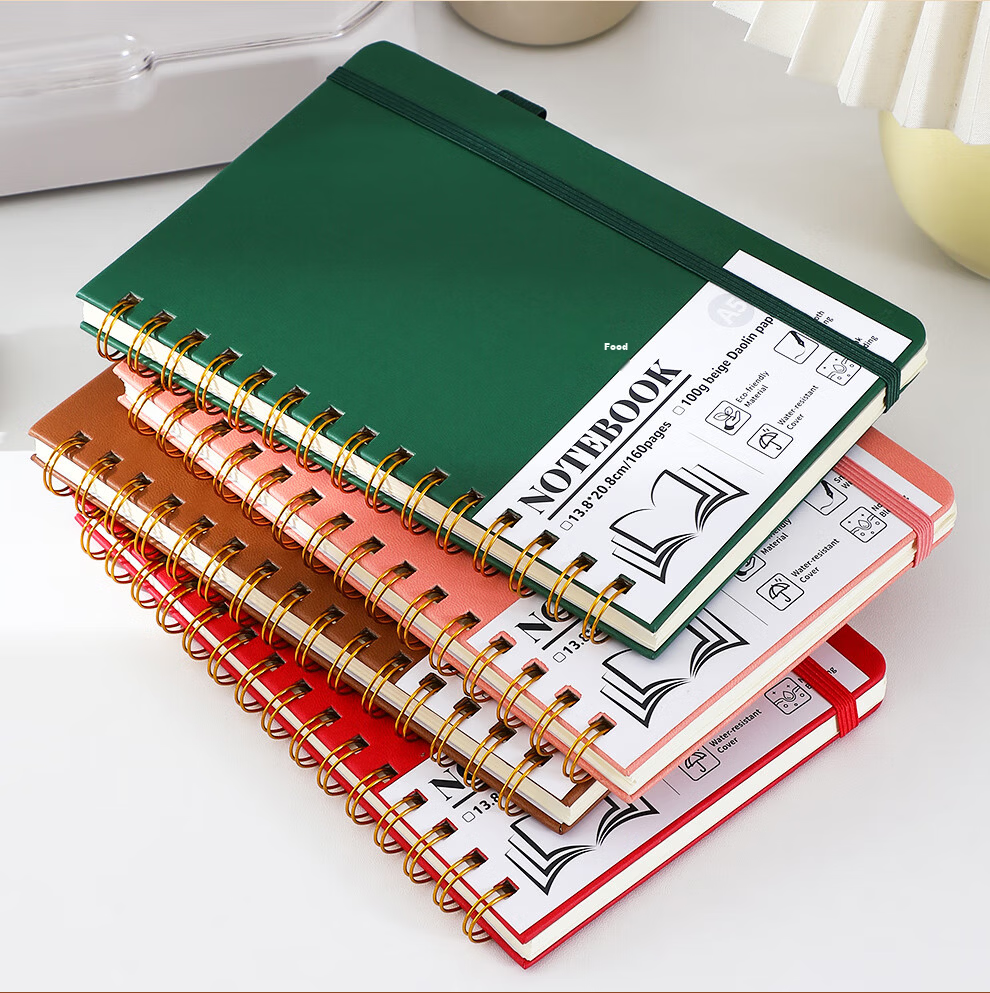 Jiaranheng A5 Hardcover Spiral Notebook with Strap, High-Quality Journal for Middle and High School Students, College Students, Graduate Exam Notes, Loose-Leaf Business Office Meeting Notebook, Dark G 9