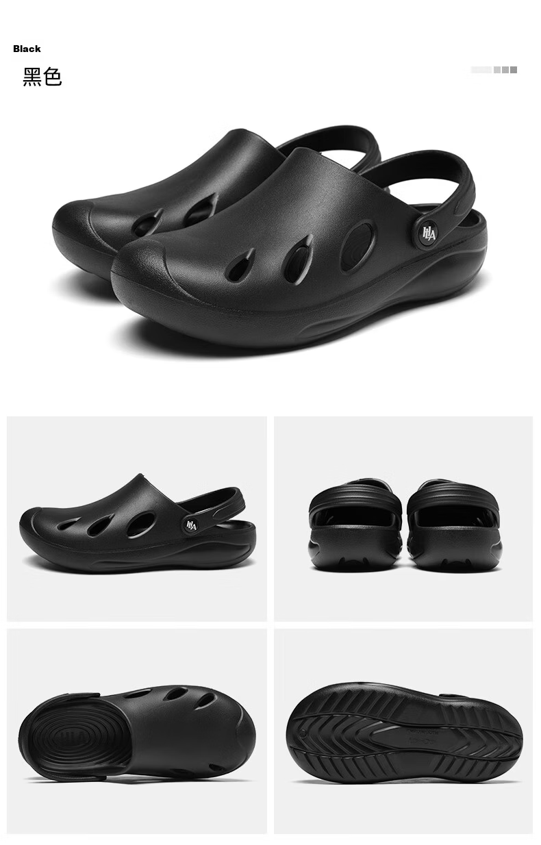 HLA Men's Casual Sandals Hollow Toe Slippers HAALXM2EBK011 Black Size 40/41 (Dual Size) 27