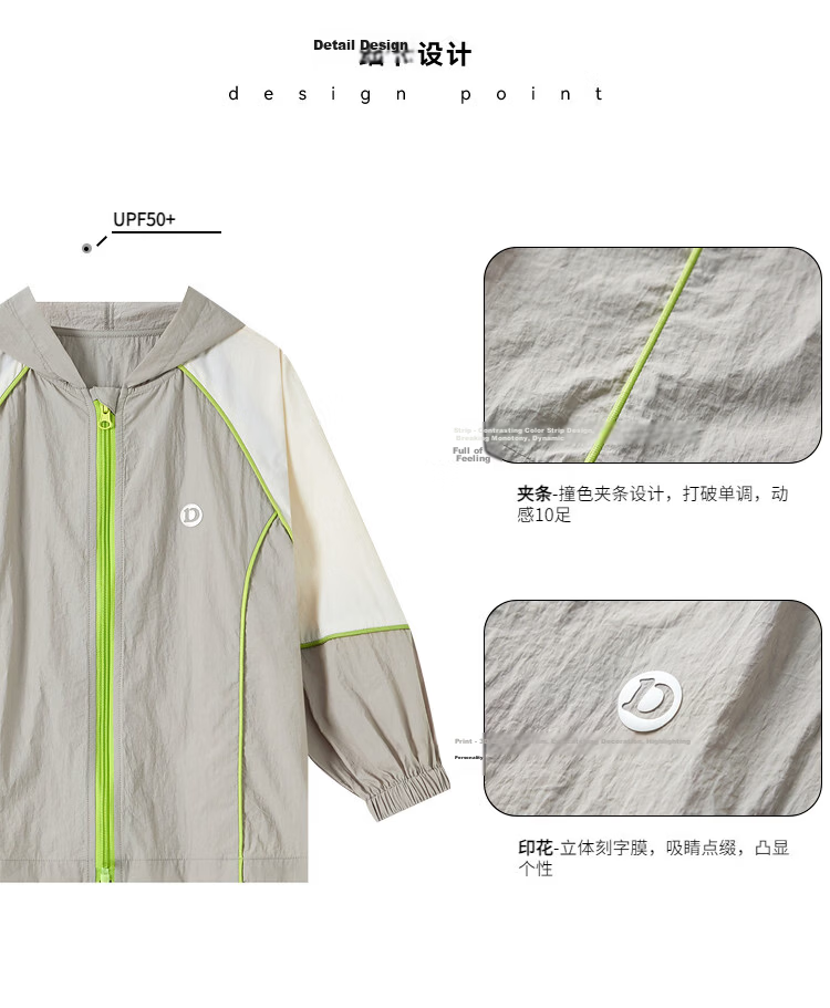 Duoduo Boys 2026 Summer Lightweight Hooded Sun Protection Jacket Outdoor Portable Breathable UPF50+ Colorblock Kids Sports Coat 3