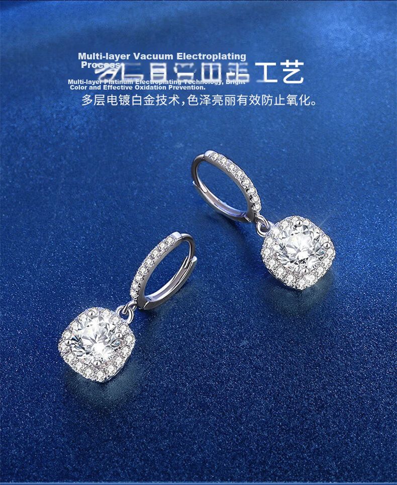 Xinyan Xinyu Moissanite Diamond Earrings for Women Lightweight Luxury High-End Feel White Gold Jewelry Gift for Girlfriend Qixi Valentine's Day Present 6