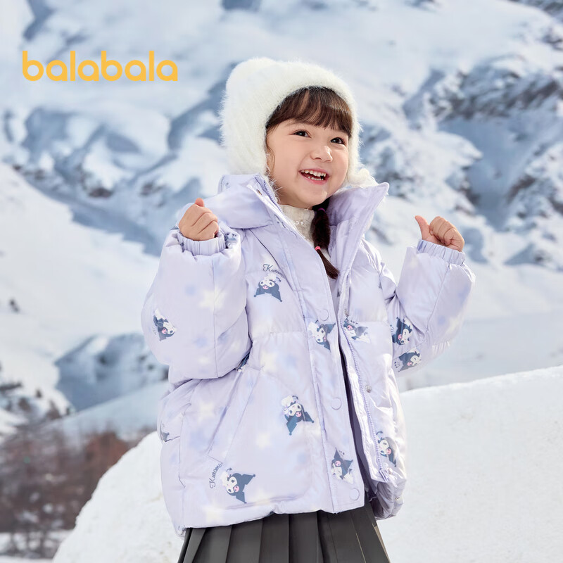 BALABALA Hello Kitty IP Girls' Winter Down Jacket Sanrio Protective Warm Fashion Coat