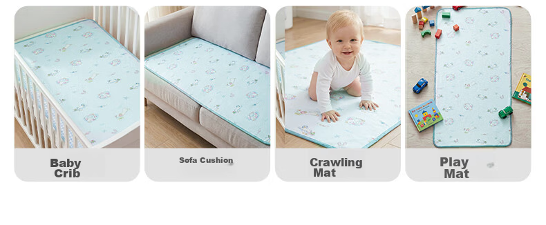 EMXEE Baby Cooling Mat A-Class Silk Linen Infant Newborn Special Children's Cooling Mat Baby Kindergarten Mat Mermaid Princess 25