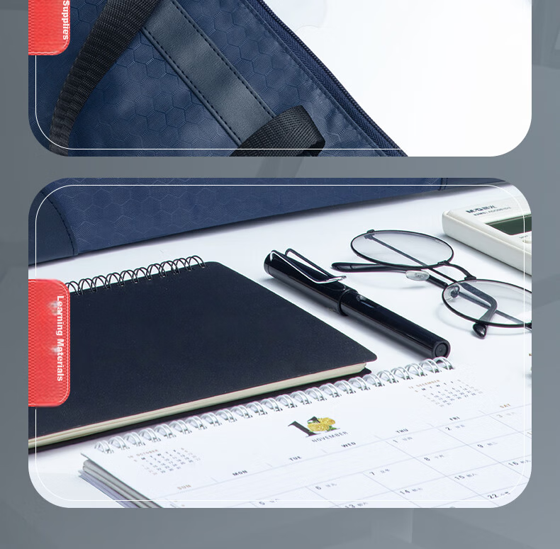 M&G Stationery, Two-Tone Jacquard Handheld Conference Bag, Waterproof Briefcase, Business Document Zipper Bag, File Folder, Single Pack ABB93097 7