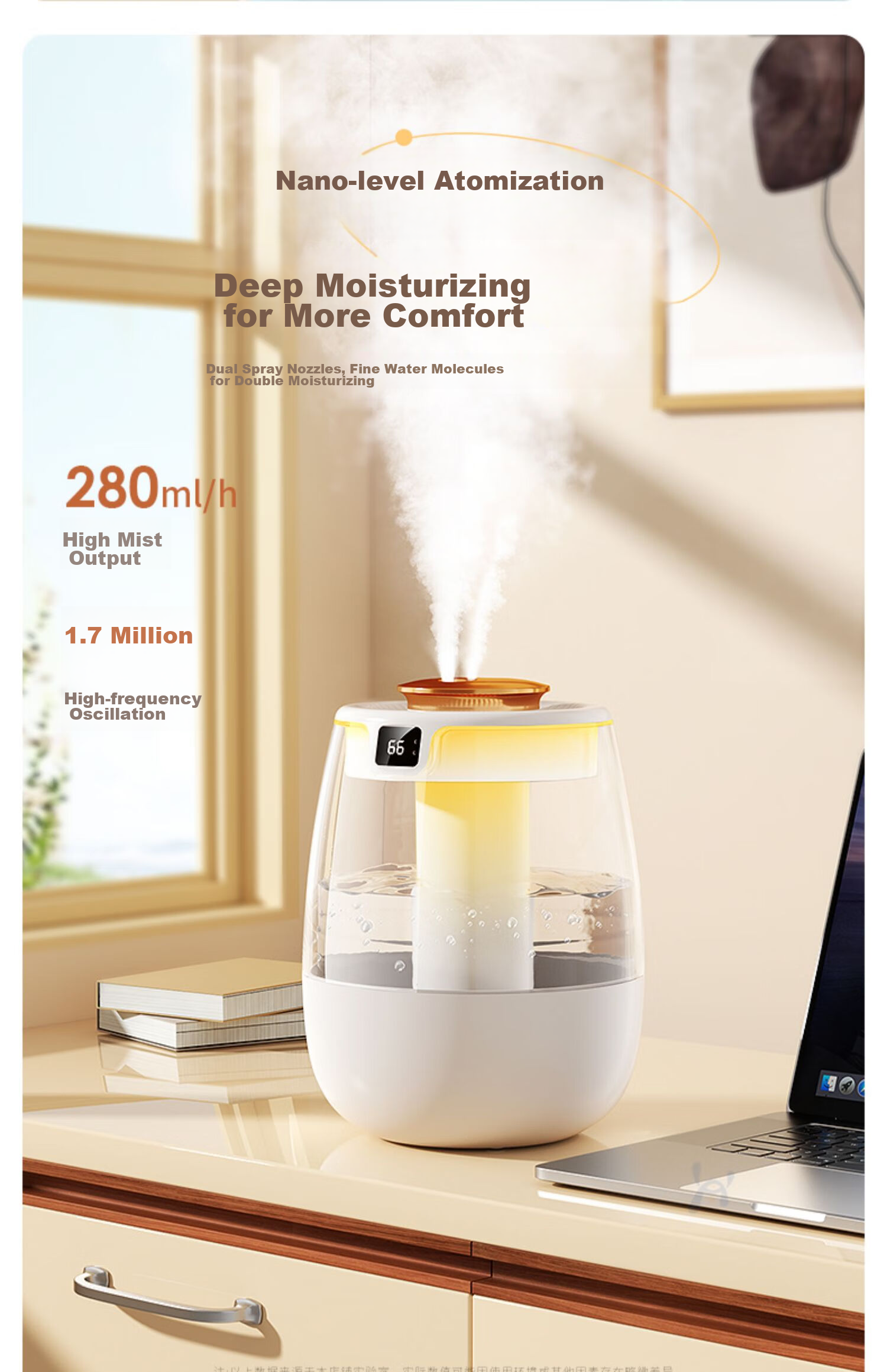 KPD KEEP PURSUING DREAMS USB Humidifier, Quiet Operation for Bedroom, Baby Room, Office Desk, Large Capacity, Smart Humidity Control with Dual Nozzles, High Mist Output, Humidification And Purification, White [Nanometer Atomization] 13