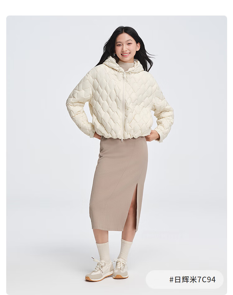 Bosideng Women's Spring and Autumn 90% Down Lightweight Hooded Loose Short Packable Commuter Warm Jacket 34