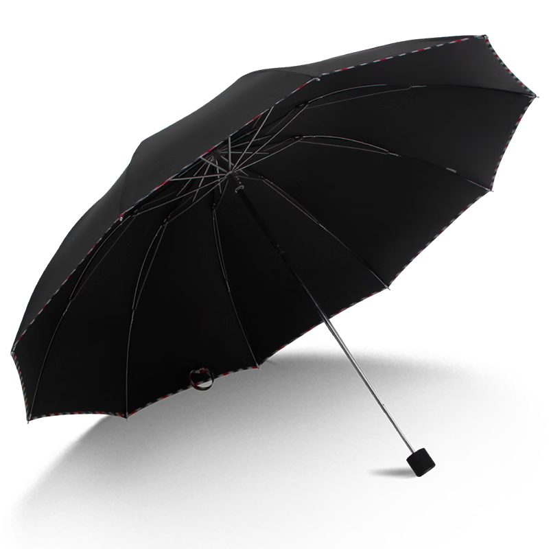 Paradise Umbrella Large Folding Umbrella Three-Fold Dual-Use Business Umbrella Classic Plaid 10-Rib Large Umbrella Black