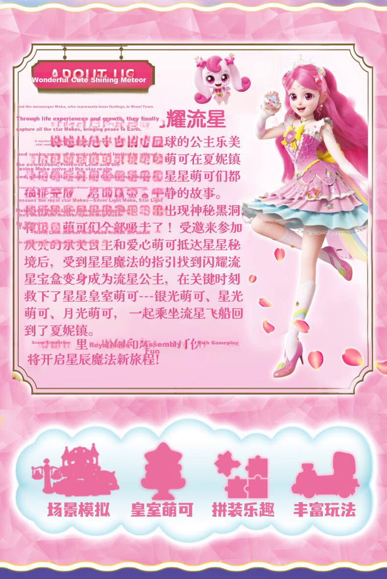 Magical Cute Shining Meteor Aurora Cute Castle Playset Foldable Scene Aurora Cute Doll Girl Birthday Gift 2