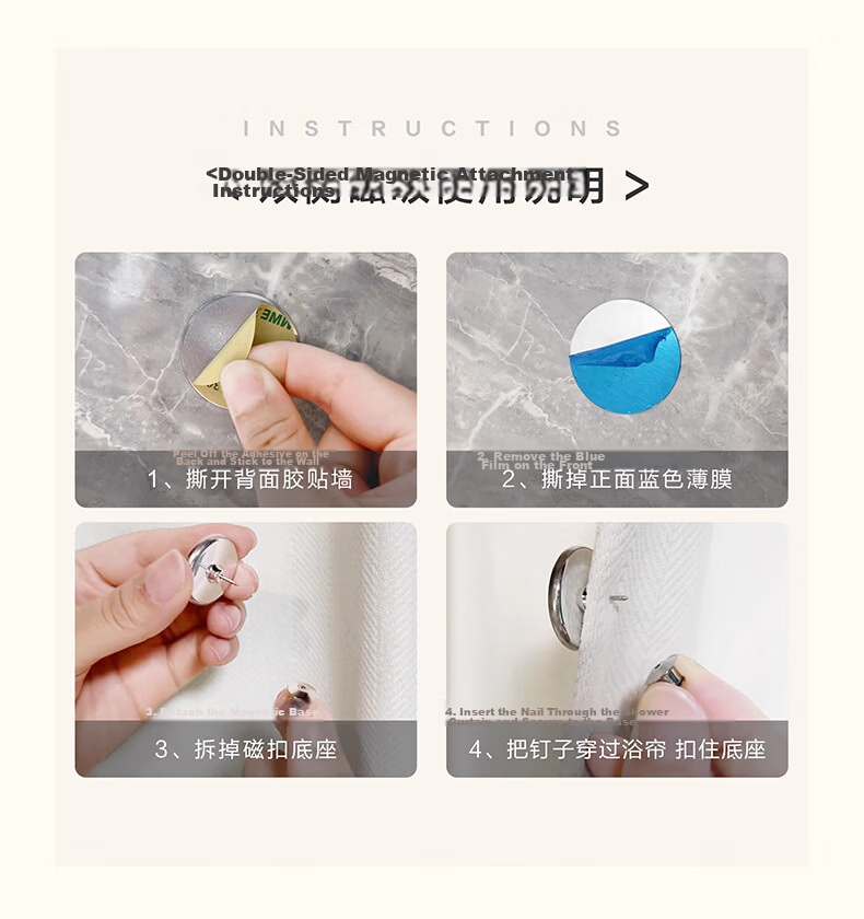 Cobbe Curved Shower Curtain Set No-Drill Invisible Waterproof Bathroom Partition Curtain Wet and Dry Separation - B 11