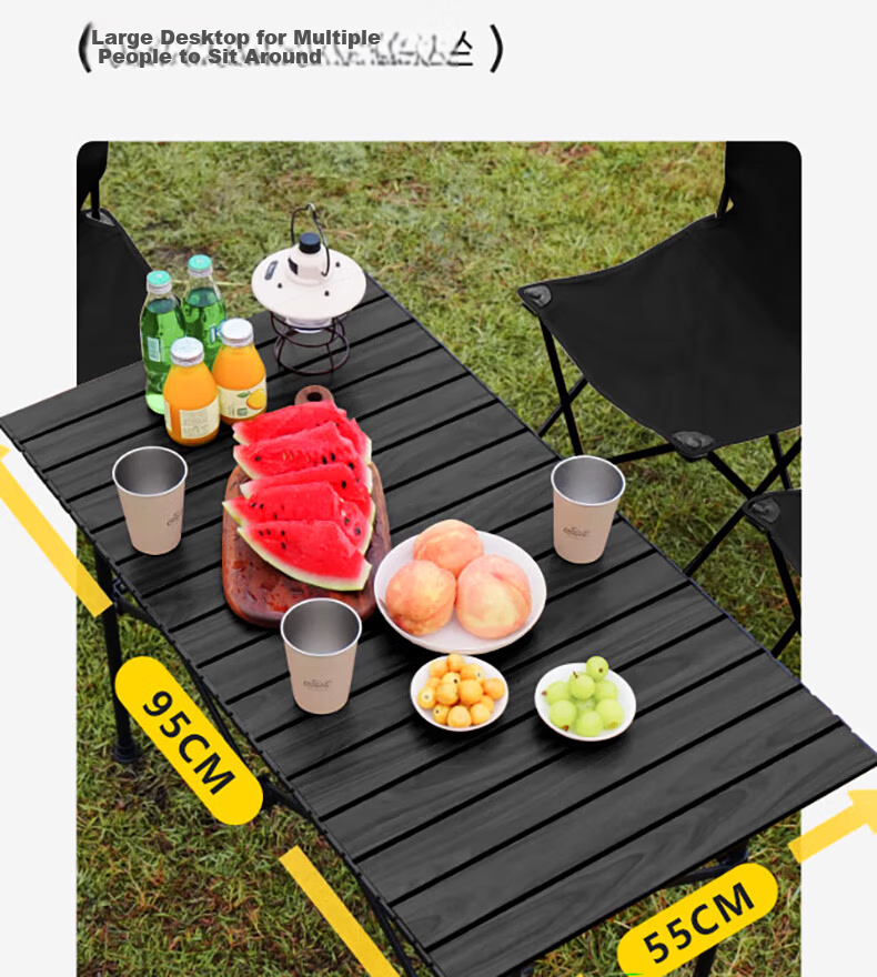 Gosoo Egg Roll Table Camping Table Outdoor Folding Table Market Picnic Table Portable Outdoor Balcony Leisure Table Black 5