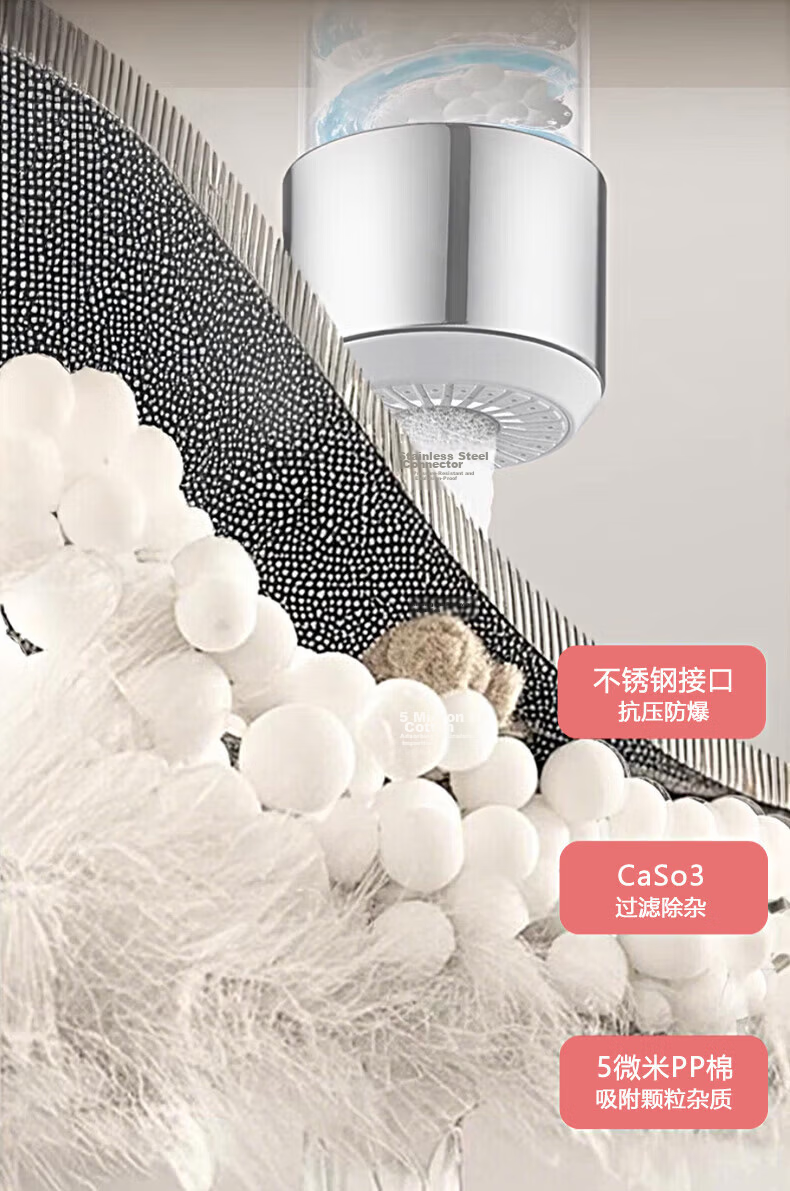 WUZORY Precision Kitchen Faucet Stainless Steel Long Extension Booster Aerator Filter Splash-Proof Nozzle 6