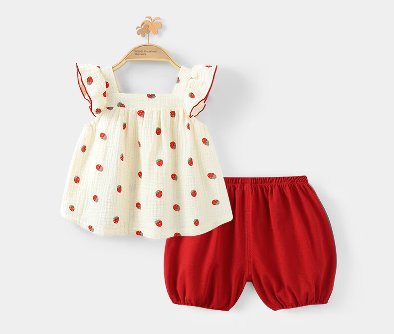 Youqi Baby Girls Summer Thin Set Lightweight Vest Top and Pants Two-Piece Toddler Outfit 11