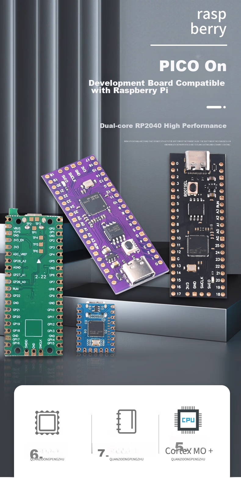 ZAVE Pico Development Board Compatible with Raspberry Pi Pico RP2040 Green Board (No Pin Header/Type-C Port) 1