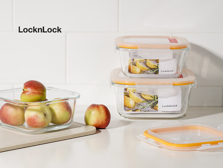 LOCK&LOCK Heat-Resistant Glass Food Storage Containers, Microwave-Safe Lunch Boxes for Office Workers And Students, Bento Boxes, Fruit And Meal Preservation Bowls, Three-Piece Set 3
