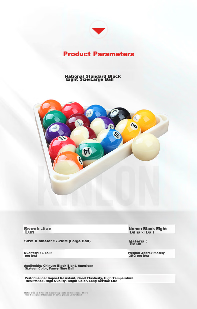 JEEANLEAN Billiard Table, Black Eight And Trick Shot Training Balls, Crystal Balls, Standard Large Size Pool Table Accessories, 57.2mm 5