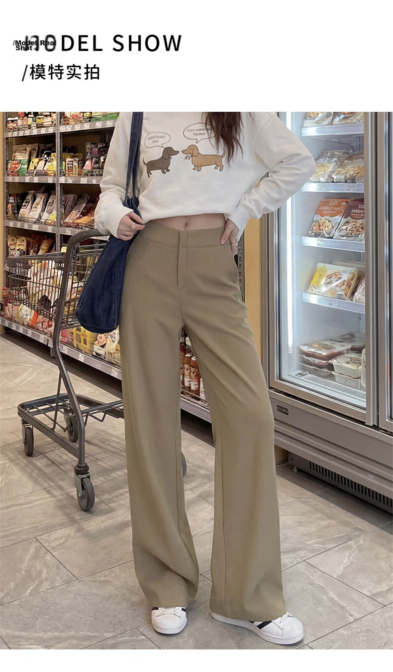Langsha Women's Suit Pants 2026 Spring Autumn New High-End Commuter Casual High-Waist Straight Slimming Vintage Wide-Leg Pants 9