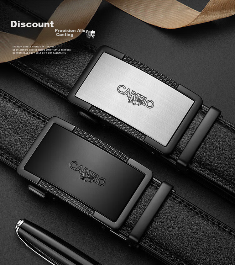 CARTELO Men's Leather Belt with Automatic Buckle, Casual Business Versatile Trouser Belt, Gift for Boyfriend 2