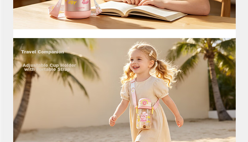 HAERS Baby Insulated Cup Ocean Blue Straw Training Cup Gravity Ball Anti-Choke Children's Water Bottle Children's Day Gift 31