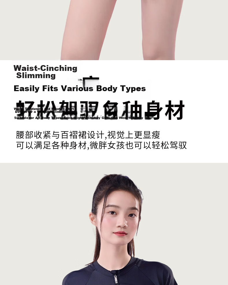Langsha Women's One-Piece Skirted Conservative Swimsuit Quick-Dry Slimming Plus Size Sports Swimwear for Hot Springs 9