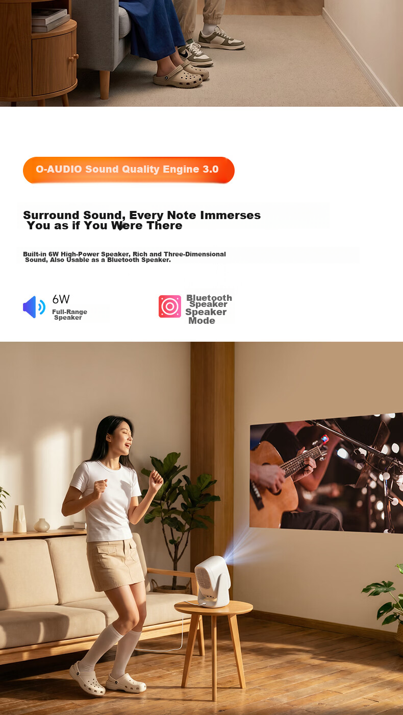 Dayancheng C3D [850CVIA] High-Contrast Gimbal Projector, Home Ultra-High Definition True 1080P, Portable Bedroom Projector, High-Definition Smart Home Theater, AI MT9660 Chip 18